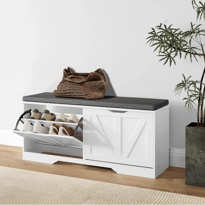 WOSSYO Shoe Storage Bench – White