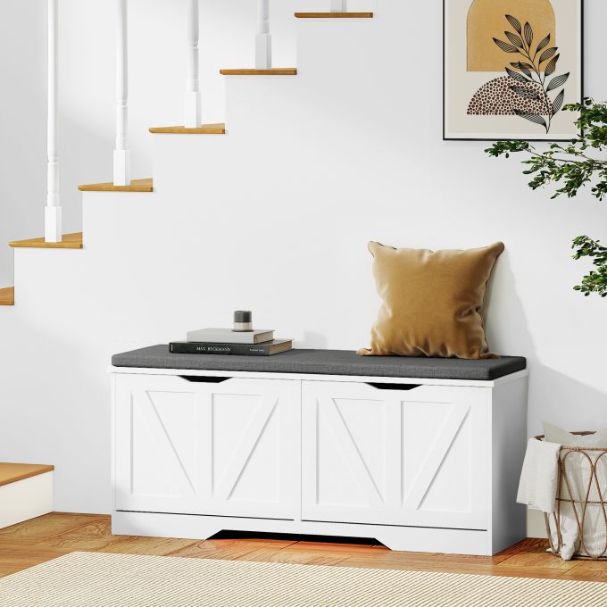 WOSSYO Shoe Storage Bench – White - 图片 8