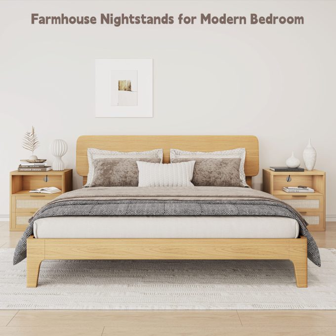 WOSSYO Rattan Nightstand – Natural Oak - 图片 7
