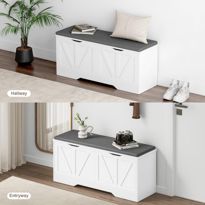 WOSSYO Shoe Storage Bench – White - 图片 3
