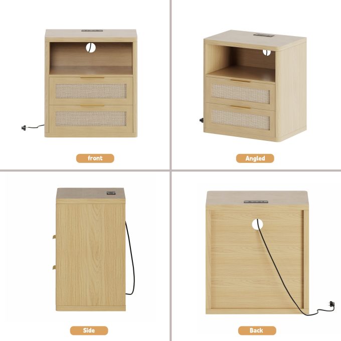 WOSSYO Rattan Nightstand – Natural Oak - 图片 8